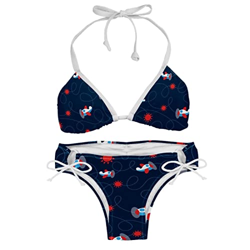 Bikini d'avion pour femmes XS | Maillot de bain de plage multicolore uni