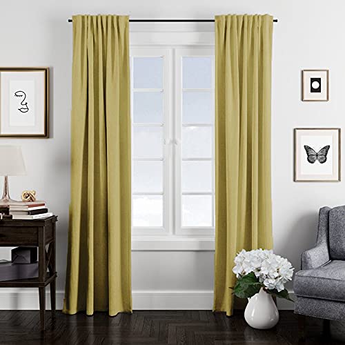 Image of LINENWALAS Cotton Opaque Solid Back Tab Curtains Set Of 2, Canvas Door Curtains For Home Decor, Hangs Elegantly With Back Loops (4.5Ft X 8Ft, Beige )