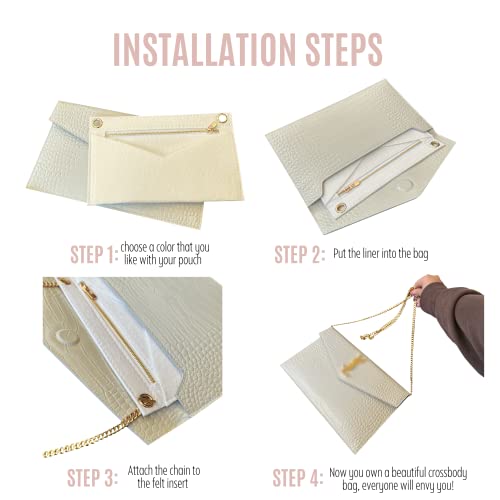 Uptown Clutch Conversion Kit With Gold Chain Wristlet Insert Wallet On Chain Woc Uptown Pouch Insert (Beige) #TOP1