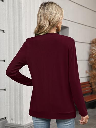 Heymoments Sweaters for Women Lightweight Cardigan Christmas Burgundy Medium Open Front Long Sleeve Loose V Neck Ladies Summer Shrugs Causal Girls Bolero Soft Spring Fall Winter Tops Knitted Coat — view 4