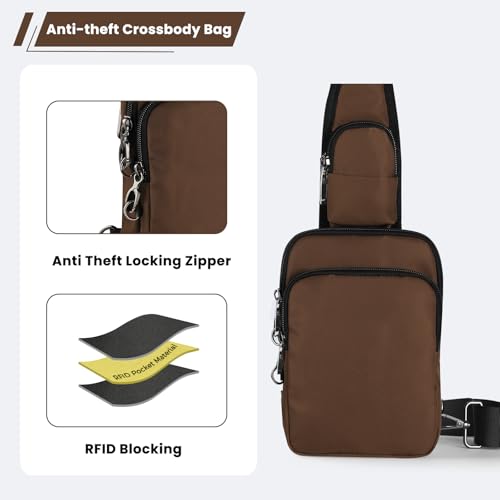 Image of Sling Bag, Crossbody Bag with Zipper Lock, RFID & Water Resistant for Women and Men Small Chest Bag for Travel Casual