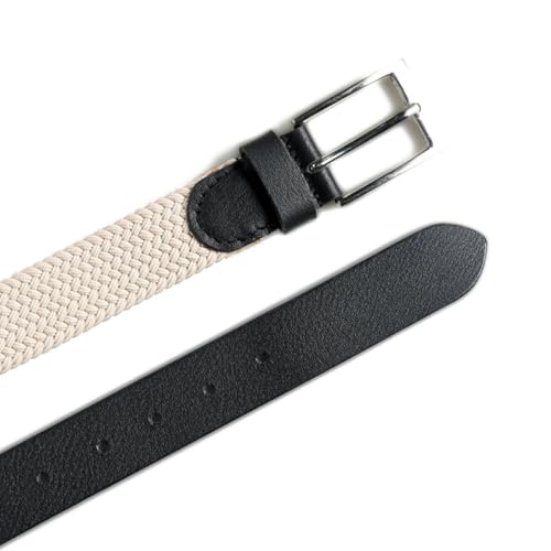 Image of MaheTri Braided Canvas Stretchable Elastic Woven Belt For Men (Upto 48 inch) | Premium Fabric Cloth Adjustable & Hole Free Elastic Belt for Men & Women