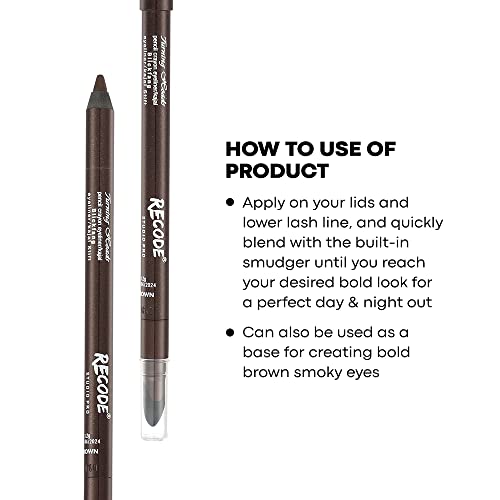 recode Matt Turning Heads Crayon Gel Eyeliner Cum Kajal Pencil Comes With Smudger On Other Side, Longlasting, Water-Proof & Smudge-Proof Formula, Brown, 1.2Gm - Image 3