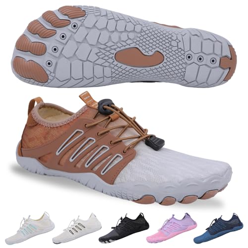 Image of SIOSNETA Hike Barefoot Shoes for Women Men, Breathable Non-Slip Athletic Footwear, Wide Toe Water Shoes for Hiking, Non-Slip Neuropathy Shoes for Women Men, Grounded Comfort wear Grey