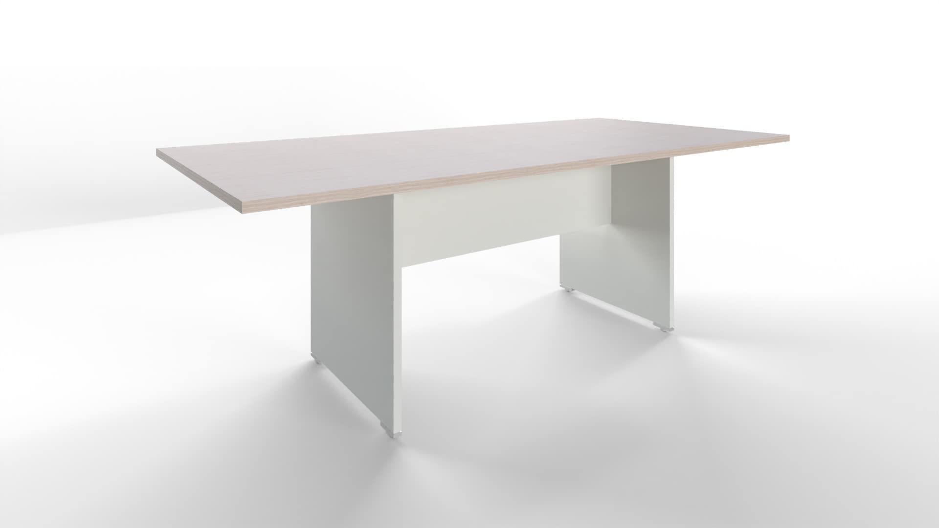 FBasic Tavolo Riunioni Rettangolare in legno - Rovere Bianco - 210x100x73,6 cm