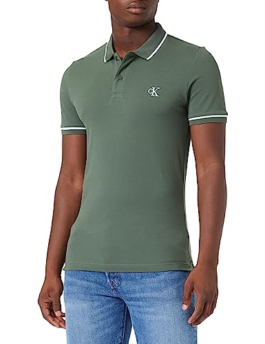 Calvin Klein Jeans Tipping Slim Polo J30j315603, Polos de Manga Corta, Hombre, Verde (Thyme), S