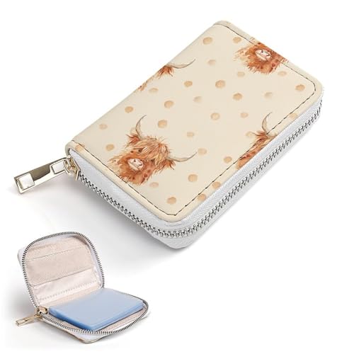 Scottish Highland Cow And Dot Small Business Credit Card Holder Wallet with 20 Card Slots Case Coin Purse Pouch2