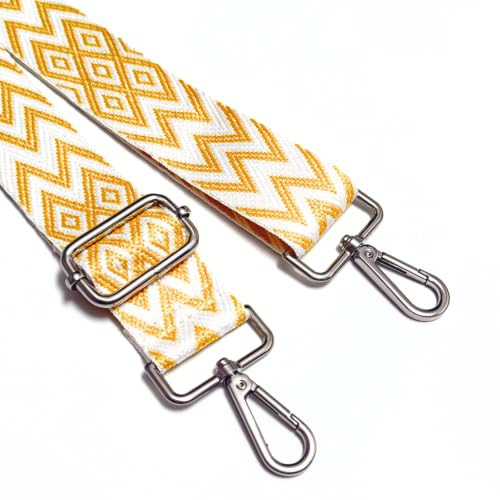 Image of S&loyoe Silver bucklePurse Straps Replacement Crossbody Bag Strap Adjustable Wide Guitar Straps for Handbags 1.5inch (Ripple yellow silver)