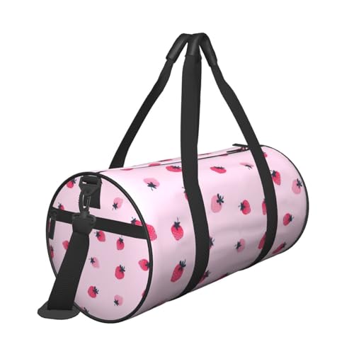 Large Weekender Overnight Bag Fashion Sports Gym Bag Pink Strawberry Fruits Travel Duffel Bag With Adjustable Shoulder Strap3