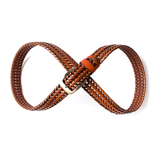 Men Braided Woven Genuine Leather Belt2