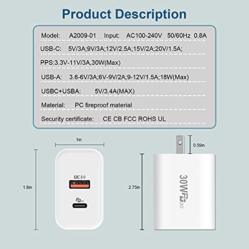 Cshare A2012-02 Usb C Charger 30W, Cshare 2-Port Pd 3.0 Fast Charger Usb Wall Charger,Foldable Power Adapter thumb #5