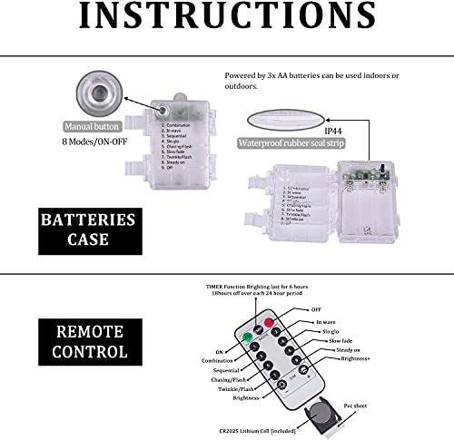 Aotibo Nightmare Christmas String Lights Outdoor Christmas Decorations Battery Operated Xmas Lights With Remote, 8 Modes White 10 Ft 20 Leds #TOP6