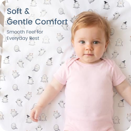 Image of Crib Sheets 28x52x9 Inch, Fitted Baby Mattress Sheets 2 Pack