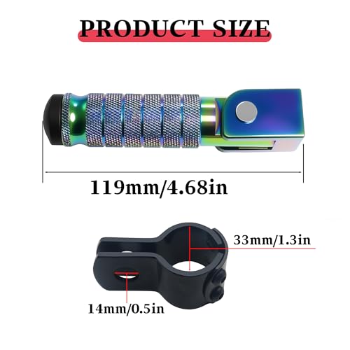 Image of M8 Motorcycle CNC Aluminum 90 Degree Folding Rearsets Folded Motorbike Footrest Bicycle Footpegs Foot Pegs Pedal Universal (Colorful)