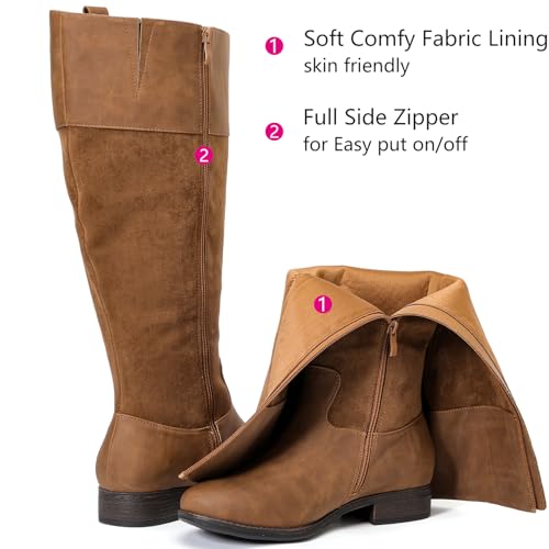 Image of Luoika Women's Extra Wide Calf Knee High Boots, Plus Size Wide Width Knee-High Boots Winter Fall Low Heel Ridding Boots.