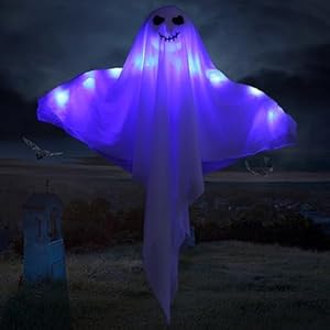Luces decorativas de fantasmas colgantes de Halloween, decoración de patio, luces LED azules, adecuadas para fiestas de Halloween, decoraciones de terror en interiores y exteriores
