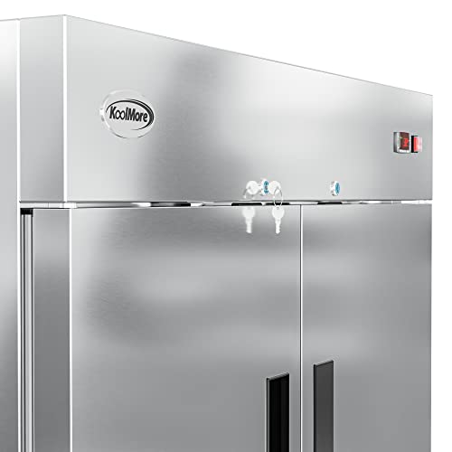 Image of KoolMore RIR-2D-SSHD Commercial Stainless-Steel Reach-in Refrigerator with Half Door Access for Restaurant, Cafe, and Cold Food Storage, Large 47 Cu. Ft. Capacity, Heavy Duty Kitchen Use, 4, Silver