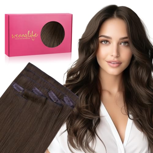 Image of WENNALIFE Invisible Edge Seamless Clip in Hair Extensions Real Human Hair
