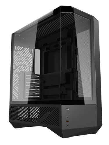 darkFlash DY460 ATX Full-Tower PC Gaming Case, High Airflow, 330° Full-View Tempered Glass Panels, Separate PSU Chamber, Supports RTX 5090 up to 400mm, 360mm Radiator Support, USB-C, Black