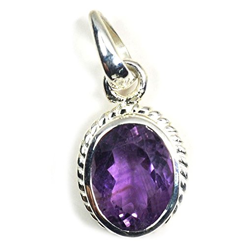 Pendentif améthyste naturelle argent 925 pierre ovale 7 carats femme