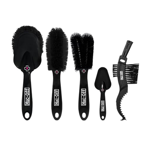 Muc-Off Premium Brush Set - Bike Cleaning Brushes for Chains Frames and Detailing - Durable Nylon Bristles and Ergonomic Design - 5 Brushes