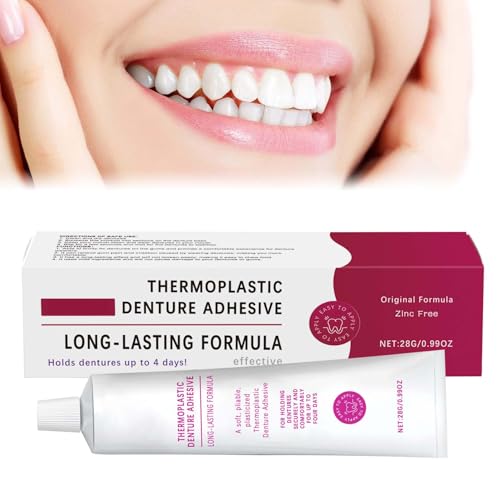 Crema adhesiva para prótesis dentales, adhesivo para dentaduras postizas, adhesivo termoplástico, adhesivo termoplástico seguro, adhesivo de larga duración, agradable, reutilizable