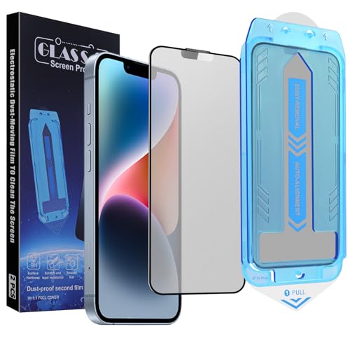 Image of 2-Pack Matte Screen Protector for iPhone 13 Pro Max and iPhone 14 Plus 6.7-Inch, 9H Tempered Glass, Full Coverage, Anti-Fingerprint, Auto Dust-Elimination, No Bubble, Easy Installation