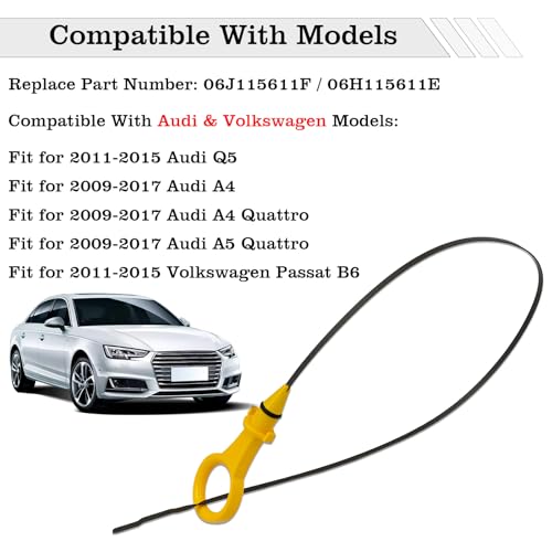 Image of 06J115611F Oil Dipstick Indicator, Compatible with Audi A4 A5 Quattro Q5 Volkswagen VW Passat B6 2.0T Engine Oil Fluid Level Dip Stick Replace 06H115611E