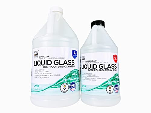 Deep Pour 24 Hour Epoxy Resin Kit Crystal Clear Liquid Glass 1 inch 1-1/2 GL Kit, Food Grade Safe Epoxy, Self Leveling Epoxy Kit, Clear Resin, Casting Epoxy Resin, Charcuterie Board, Epoxy Resin 2:1