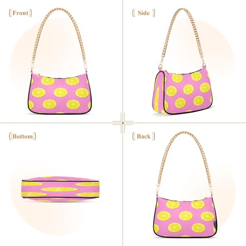 Shoulder Bag for Women Yellow Lemon Slices Tote Handbag Crossbody Bag with Zipper Closure2