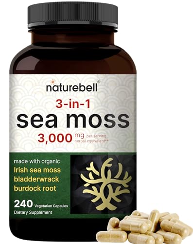 NatureBell-Irish-Sea-Moss-Capsules-3000mg-Per-Serving-240-Veggie-Pills-Made-with-Organic-Raw-Powder--3-in-1-Plus-Bladderwrack-Burdock-Root--Immune-Thyroid-Superfood-Support--Non-GMO
