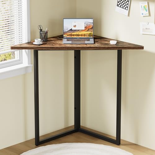 VECELO Corner Shelf End Side Tables Triangle Shelves with Metal Frame for Small Space Living Room Kitchen Bathroom