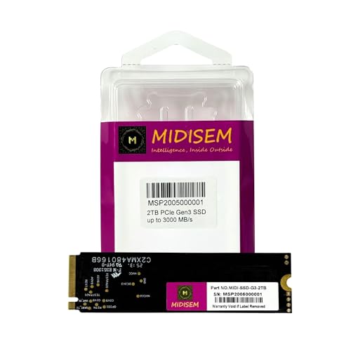 Midisem 2TB PCIe 3.0 NVMe M.2 SSD | �ő�3500/3,000MB/�b�̓ǂݎ��/�������� | DRAM�L���b�V�� ���x�ƌ��� | 3D TLC NAND | �f�X�N�g�b�v&�m�[�g�p�\�R���ɑΉ� | 5�N�ۏؕt��