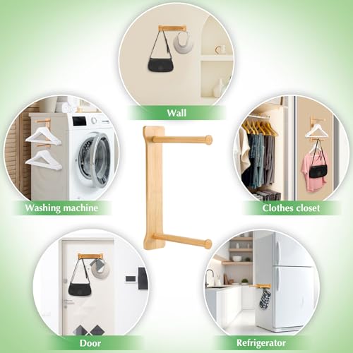 Image of Bamboo Hanger Organizer Stacker，Magnetic Hanger Holder for Laundry Room，(Bamboo)