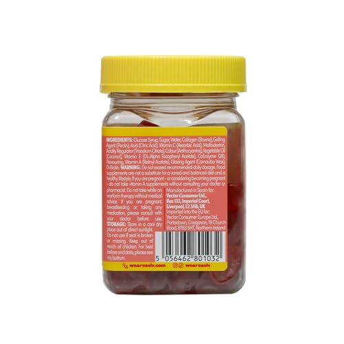 Collagen Peptides CoQ10 Vitamin Gummies. Vitamins A C Supplement, Biotin. Supports Collegen Production (60 chewable Gummy), Beauty Supplements Hair Skin Nails. Red Berries Flavour Women, Men - Image 3