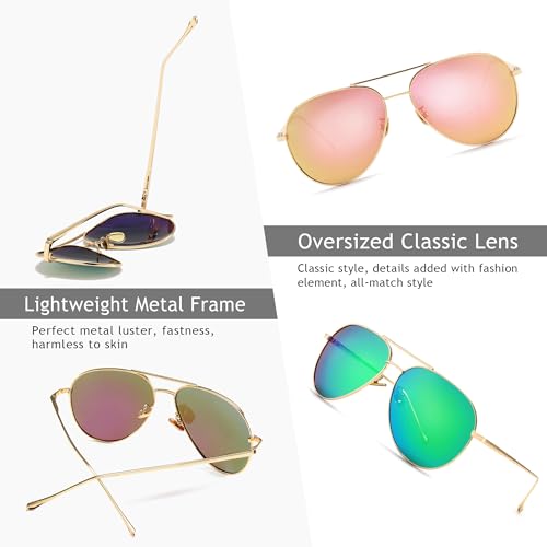 Image of SUNGAIT Women's Lightweight Oversized Aviator Sunglasses