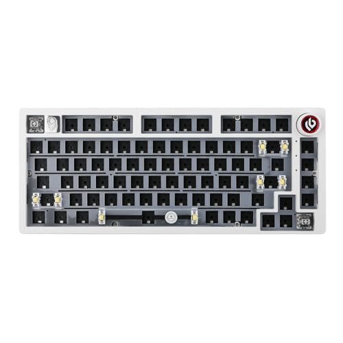 EPOMAKER x LEOBOG Hi75 Aluminum Alloy Wired Mechanical Keyboard Barebones Kit, Programmable Gasket-Mounted Gaming Keyboard Kit, Hot Swappable, with Mode-Switching Knob, NKRO for Win/Mac (White)