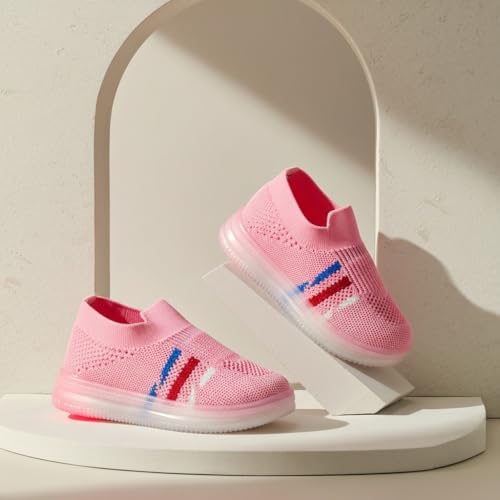 Image of Jugnu Toddler Boy's & Girl's LED Light-Up Shoes | Breathable Mesh First Walking Shoes with Soft Cushioned Insole & Stretchable Slipon Shoe for Infants & Kids (Age 18 Months to 5 Years)