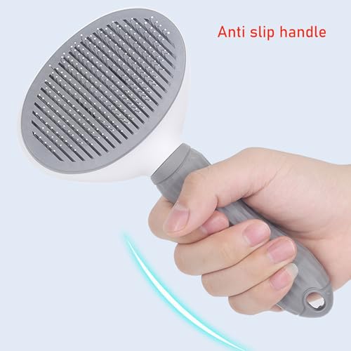 Image of Cat Brush with Release Button, For Indoor Cat Hair Removal, Self Cleaning Cat Comb Hair Brush for Indoor Cats, Pet Supplies Hair Remover Tool (White-Blue)