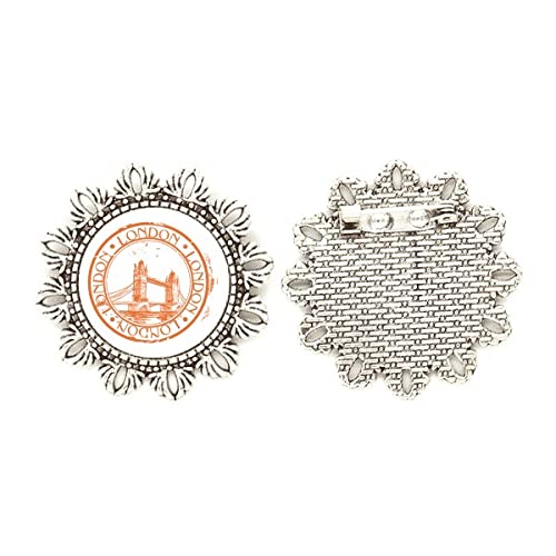 Broche de plata flor Londres Inglaterra joya mediana para solapa