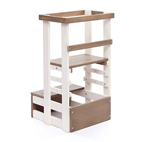 Novecrafto Montessori Childern - Torre de aprendizaje para niños pequeños con altura ajustable y riel de seguridad Cover