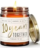 10 Year Gift for Anniversary for Wife - '10 Years Later' Soy Candle, w/Sandalwood Rose - Infused w/Essential Oils I 10th Anniversary Wedding Gift for Wife I 50Hr Burn I USA Made