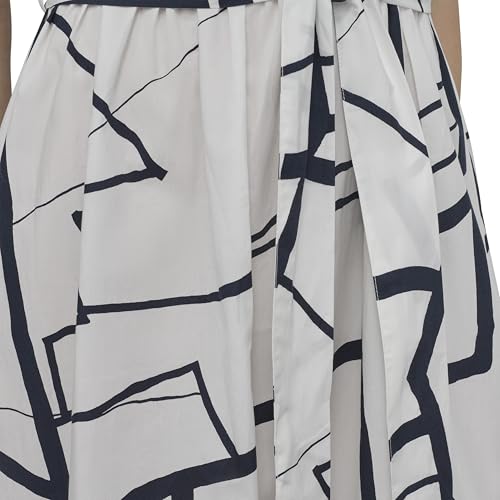 Image of DKNY Women's Short Sleeve Cotton Poplin Collared Midi Shirtdress
