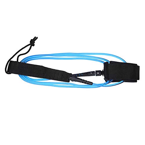 VGEBY Surf Leash 5 Colores TPU 6ft 5.5mm Surfboard Leash con Cierre de Gancho y Bucle Doble Giratorio de Metal(Azul Transparente)