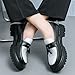 Men's Fashion Chunky Platform Penny Loafers Luxury Round Toe Slip-On Dress Shoes with Non-Slip Lug Sole for Business Work and Daily Casual Wear (White and Black-C,10)