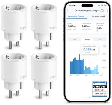 Tapo Nano Smart WLAN Steckdose Tapo P115 mit Energieverbrauchskontrolle, Smart Home Alexa Steckdose, funktioniert mit Alexa, Google Home, Sprachsteuerung, Fernzugriff, Kein Hub not