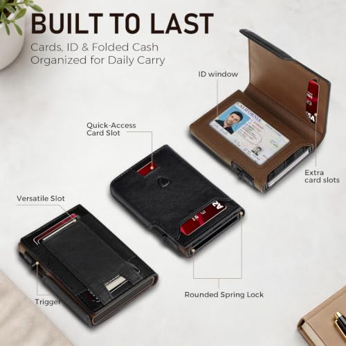 RUNBOX Wallet for Men 9-13 Cards RFID Blocking Aluminum Pop Up Card Holder with ID Window & Stretchable Cash Slot - Minimalist Smart Mens Wallet, Gifts for Men — view 3