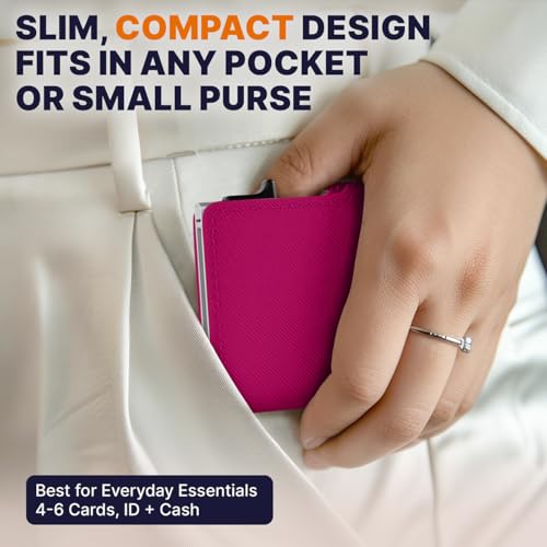 Image of Conceal Plus Pop Up Wallet for Women | Slim RFID Blocking Card Holder for Small Purses & Crossbody Bags | Minimalist Aluminum Wallet | Holds 4-6 Cards | Compact Travel Wallet