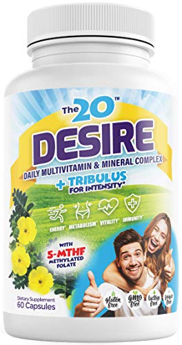 The20: Desire - Daily Multivitamin Mineral Complex with Premium 5-MTHF and Tribulus Terrestris - B-Complex Vitamins - Antioxidants - No Folic Acid - for Healthy Energy and Immunity - USA-Made The20: Desire - Daily Multivitamin Mineral Complex with Premium 5-MTHF and Tribulus Terrestris - B-Complex Vitamins - Antioxidants - No Folic Acid - for Healthy Energy and Immunity - USA-Made