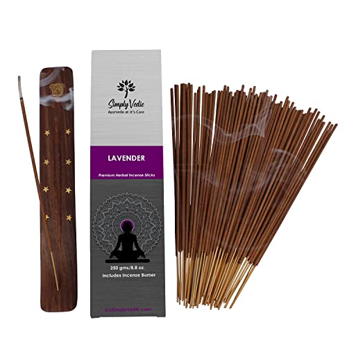 Simply Vedic Lavender Incense Sticks 250-Grams (Approx 135 Premium Incense Stick + Incense Holder)| Lasts 60-Minutes, Ideal For Meditation, Yoga, Spiritual Healing, Prayers, Aromatherapy #TOP17